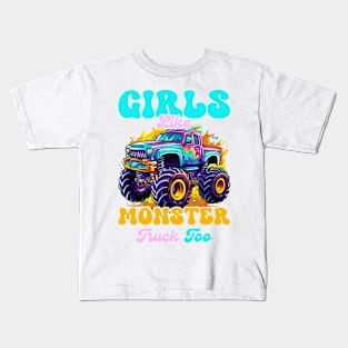 Cute Monster Truck Birthday Party Monster Truck gift for boys girls kids Kids T-Shirt